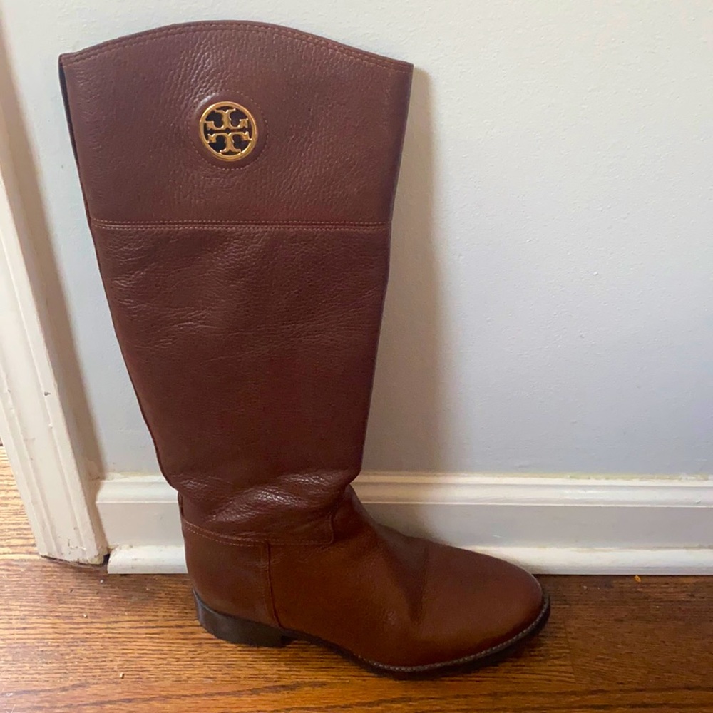 Tory Burch brown leather riding boots